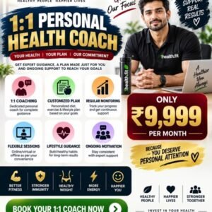 1HEALTH.FIT 1:1 Personal Health Coach – Customized Diet, Exercise & Lifestyle Plan with Regular Monitoring and Ongoing Support